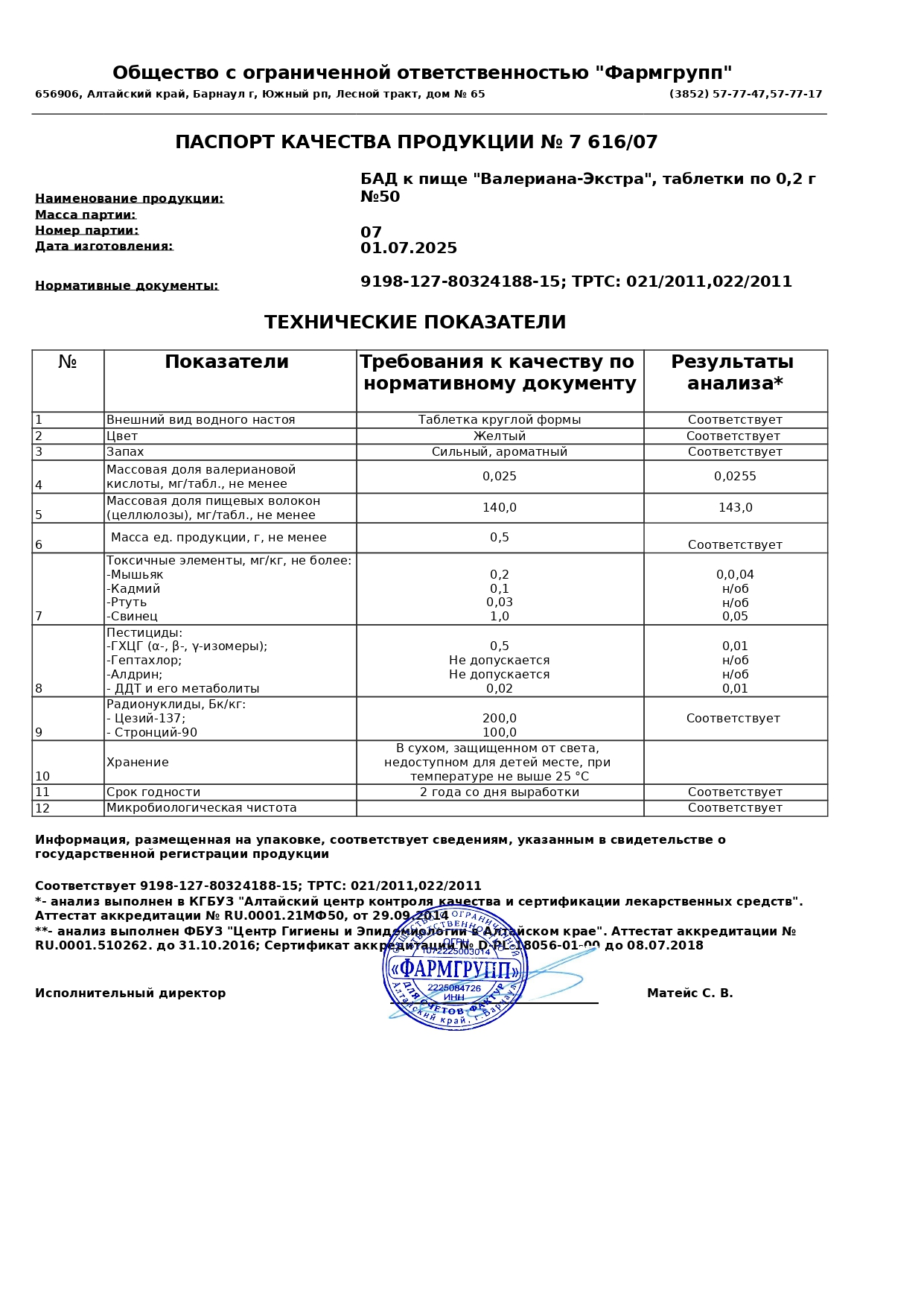 Паспорт №072025